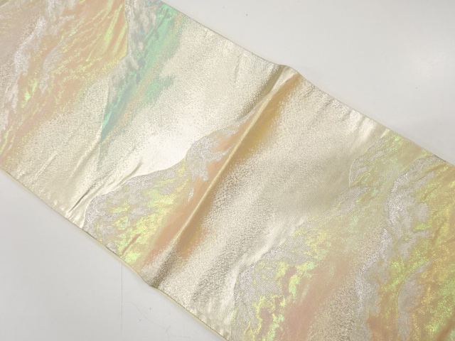 遠山に霞模様織り出し　袋帯